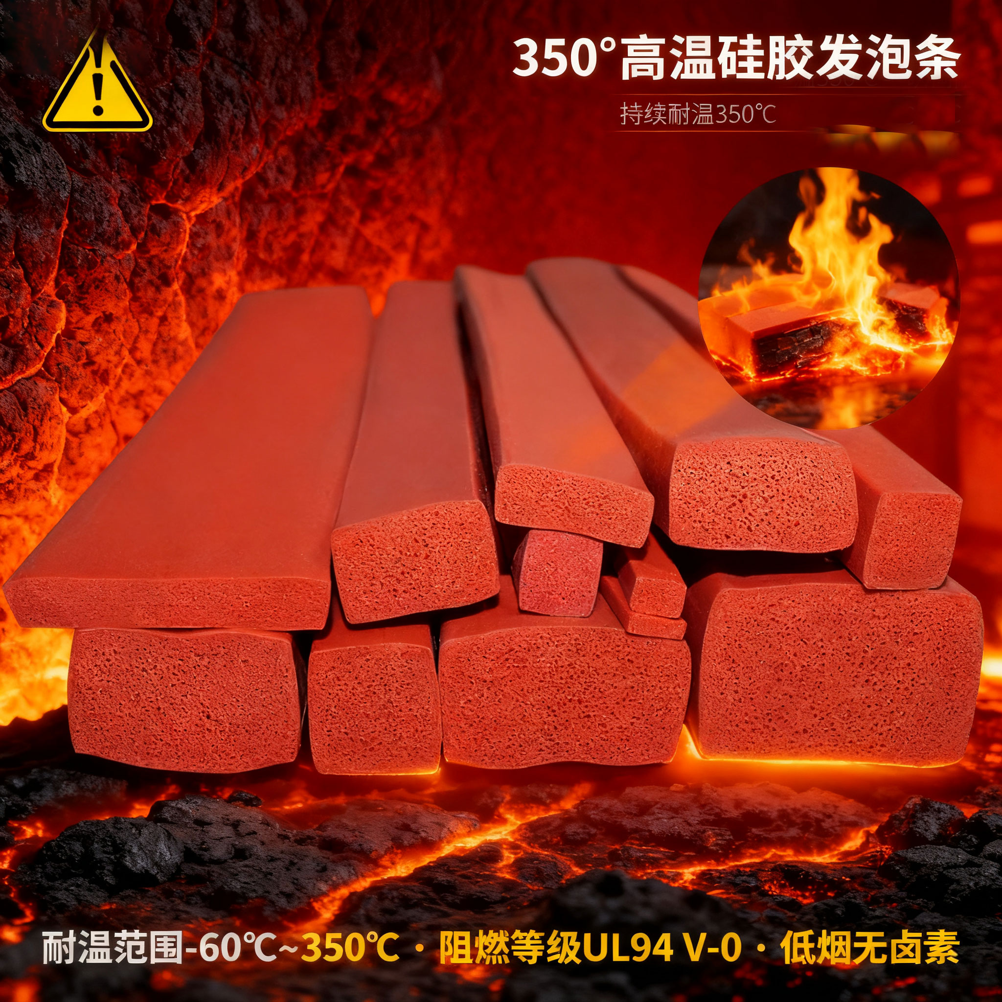 350°高（gāo）温硅胶发泡条