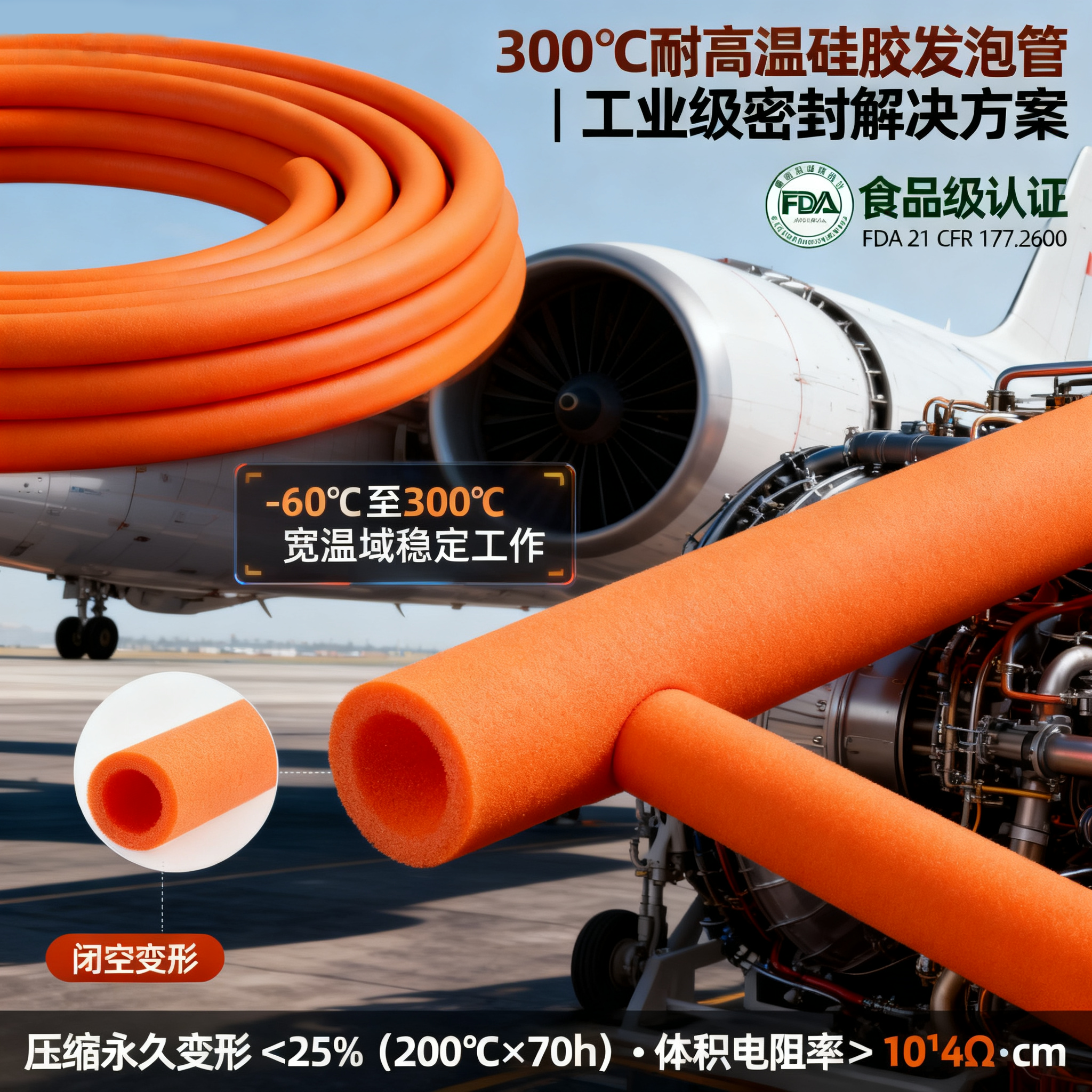 300度高（gāo）温（wēn）硅胶发泡（pào）管